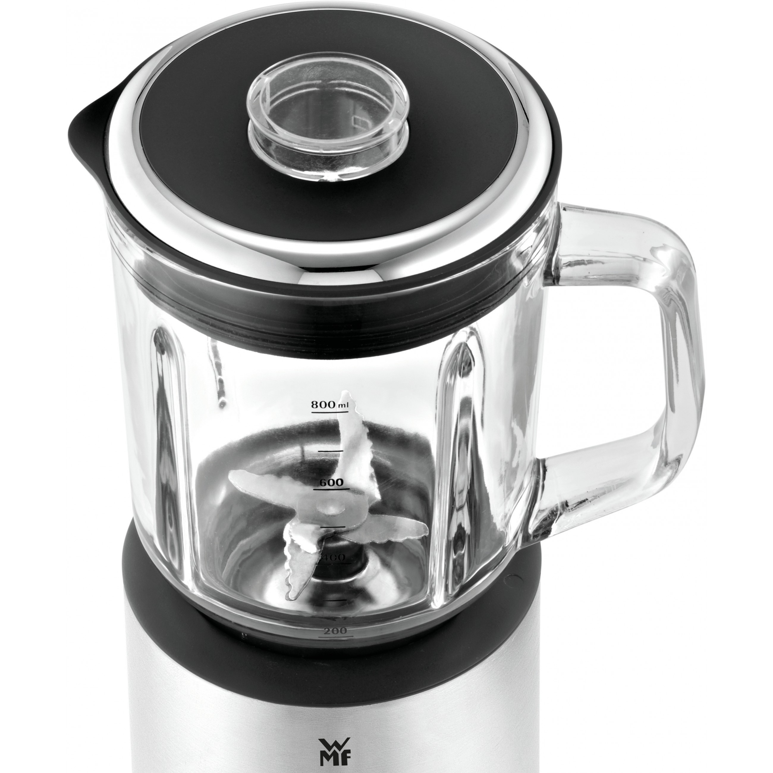 WMF KITCHENminis 0416490011 0,8 l Tischplatten-Mixer 400 W Schwarz, Edelstahl, Transparent