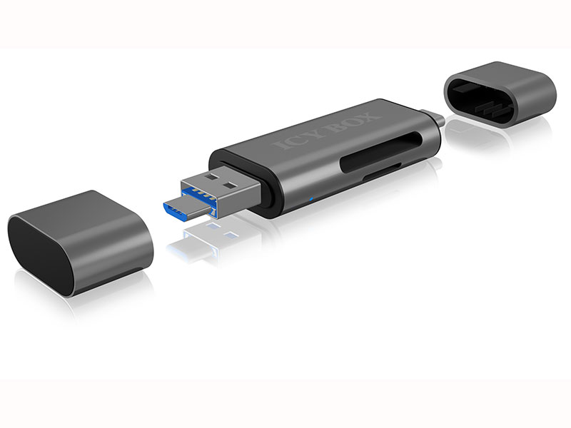 Adapter IcyBox ext. Kartenleser USB/microUSB/USB-C > SD/mSD retail