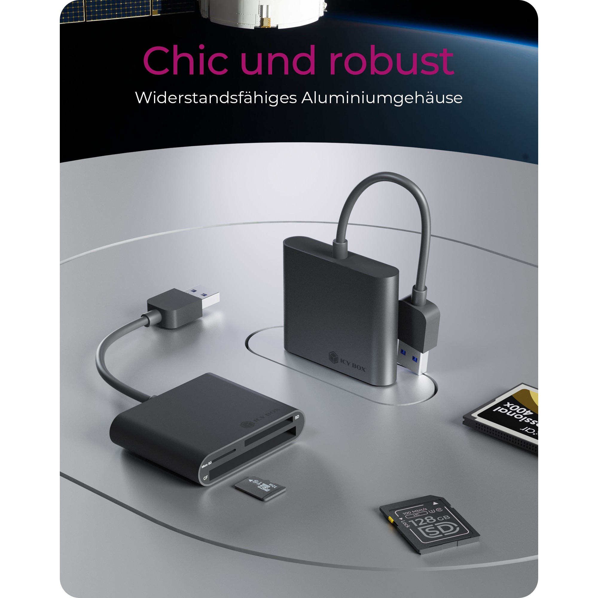 MultiReader IcyBox       3xCard CF,SD,microSD IB-CR301-U3 retail