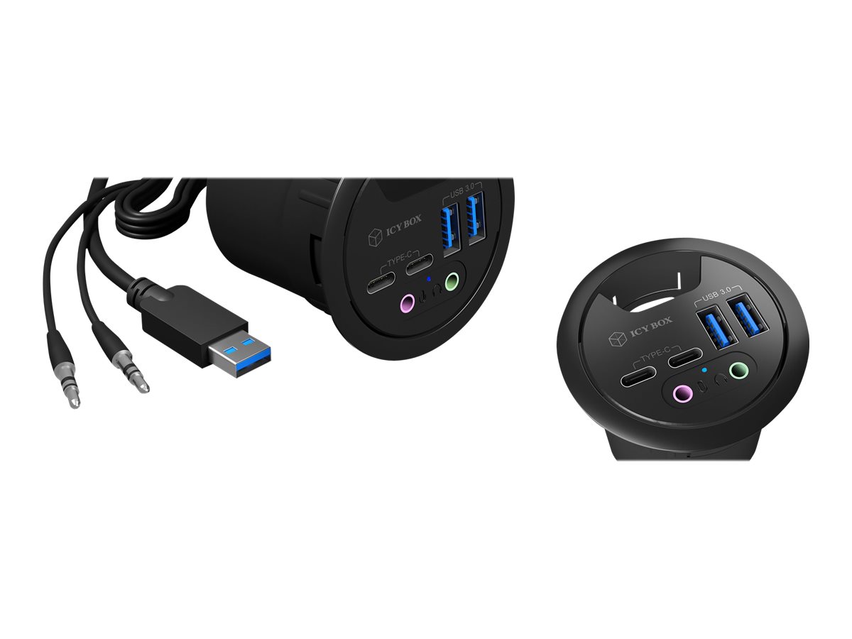 ICY BOX IB-HUB1403B Steckdose Anthrazit