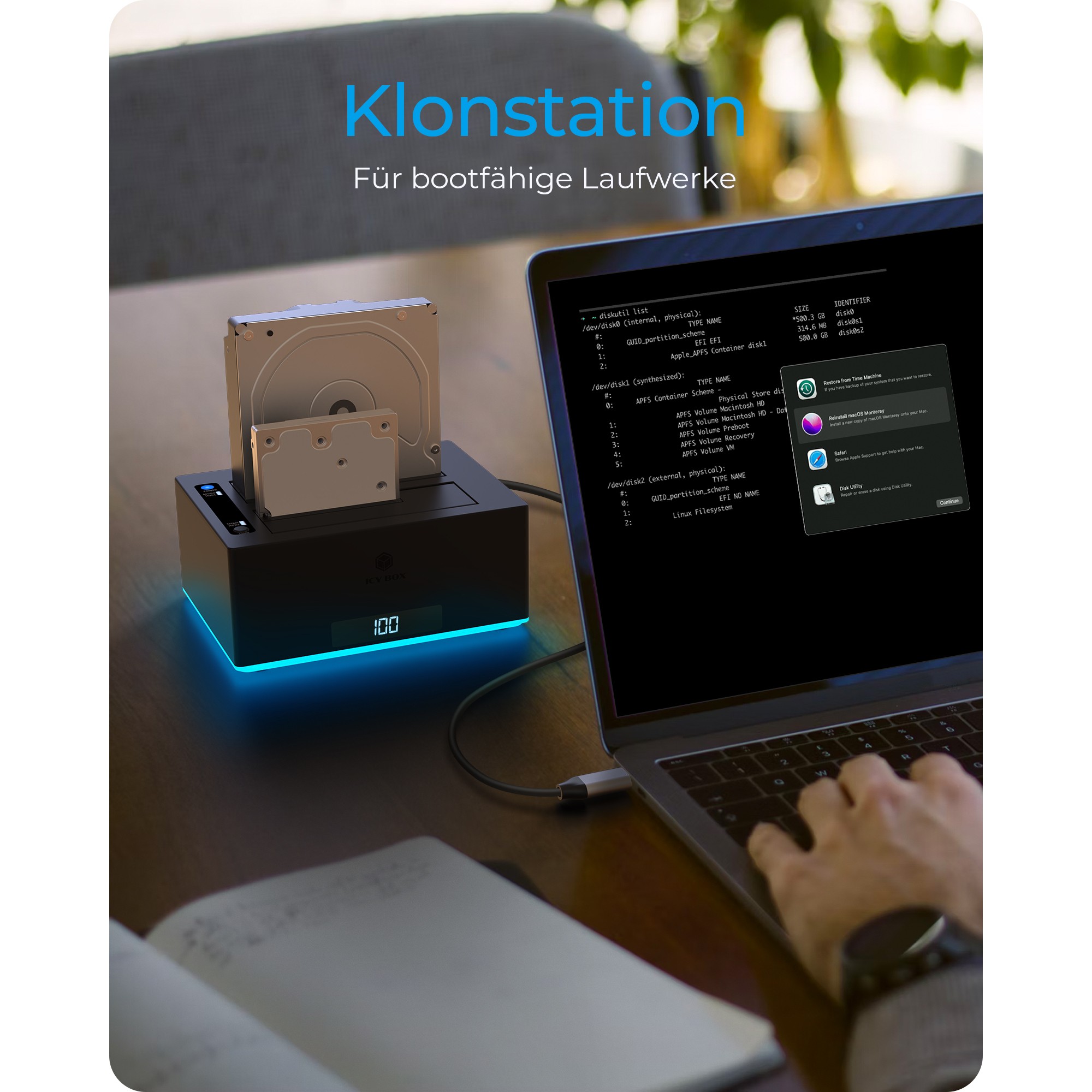 ICY BOX IB-127CL-U3 USB 3.2 Gen 1 (3.1 Gen 1) Type-B Schwarz