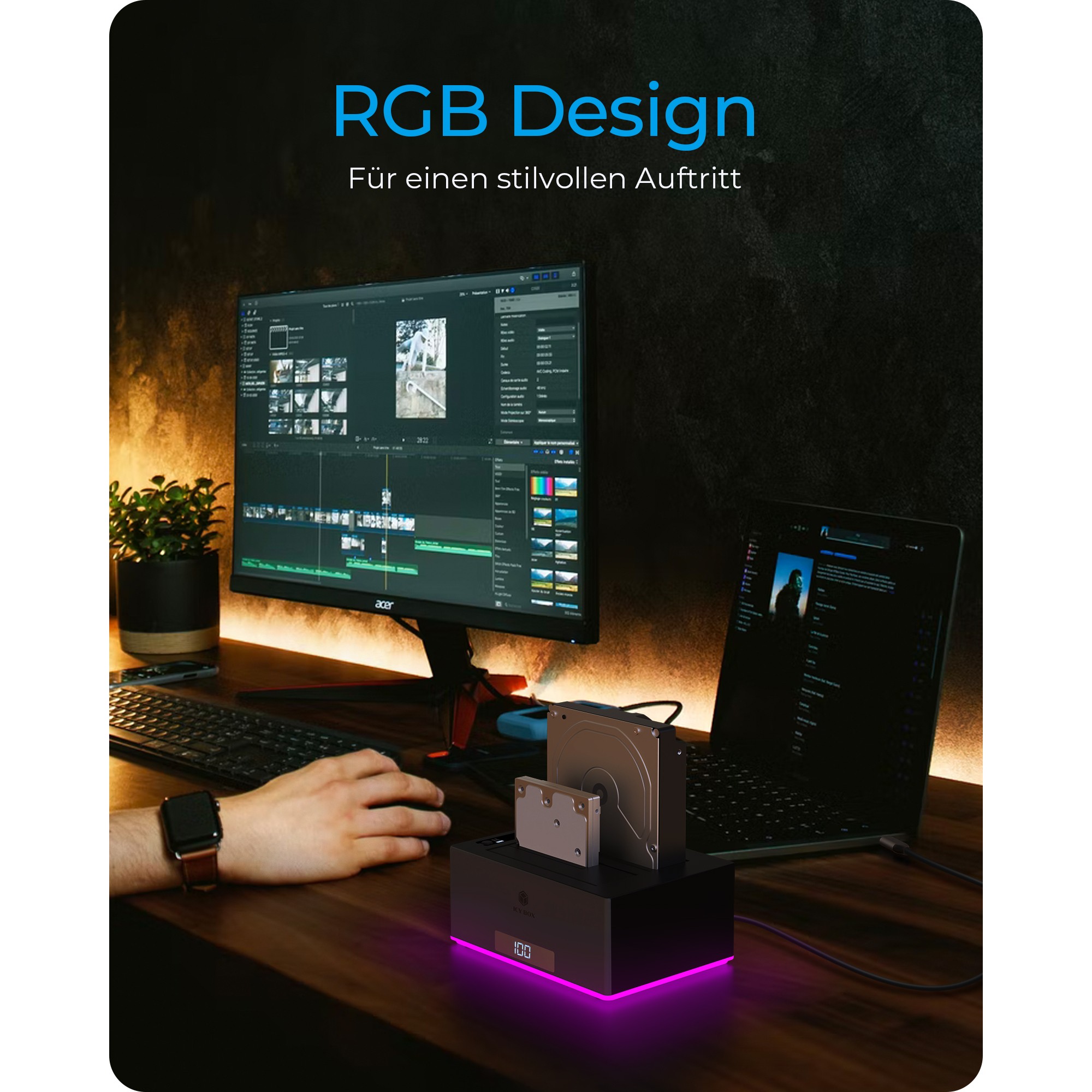 ICY BOX IB-127CL-U3 USB 3.2 Gen 1 (3.1 Gen 1) Type-B Schwarz