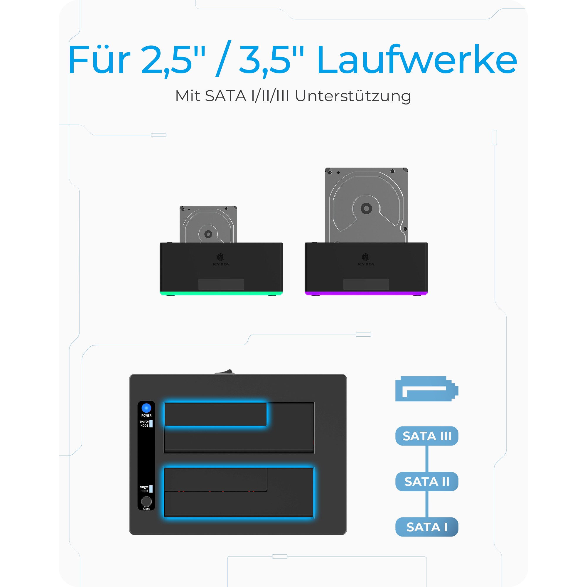 ICY BOX IB-127CL-U3 USB 3.2 Gen 1 (3.1 Gen 1) Type-B Schwarz