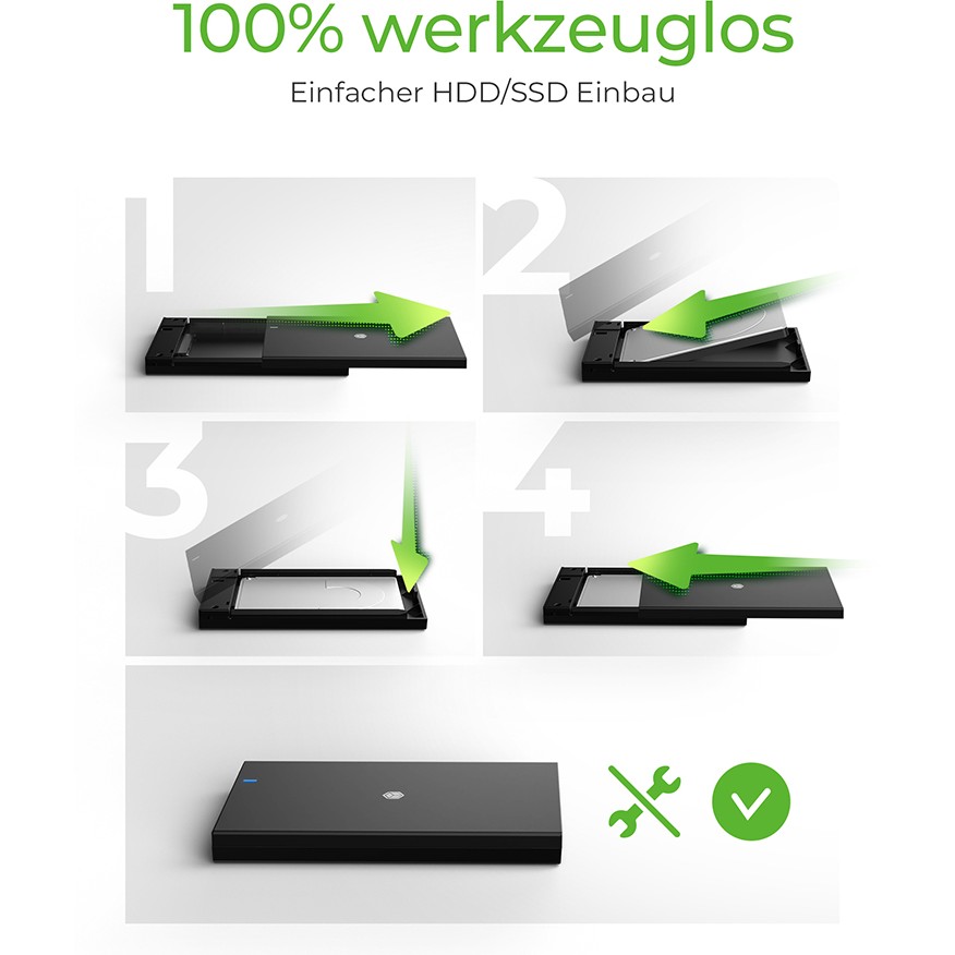 ICY BOX IB-200T-C3 SSD-Gehäuse Schwarz 2.5