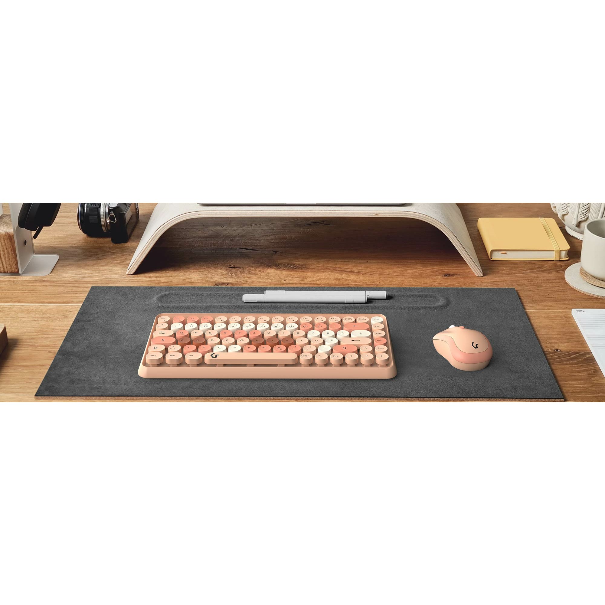 KeySonic KSKM-5200M-RF Tastatur Maus enthalten Büro RF Wireless QWERTZ Deutsch Beige, Braun, Pink