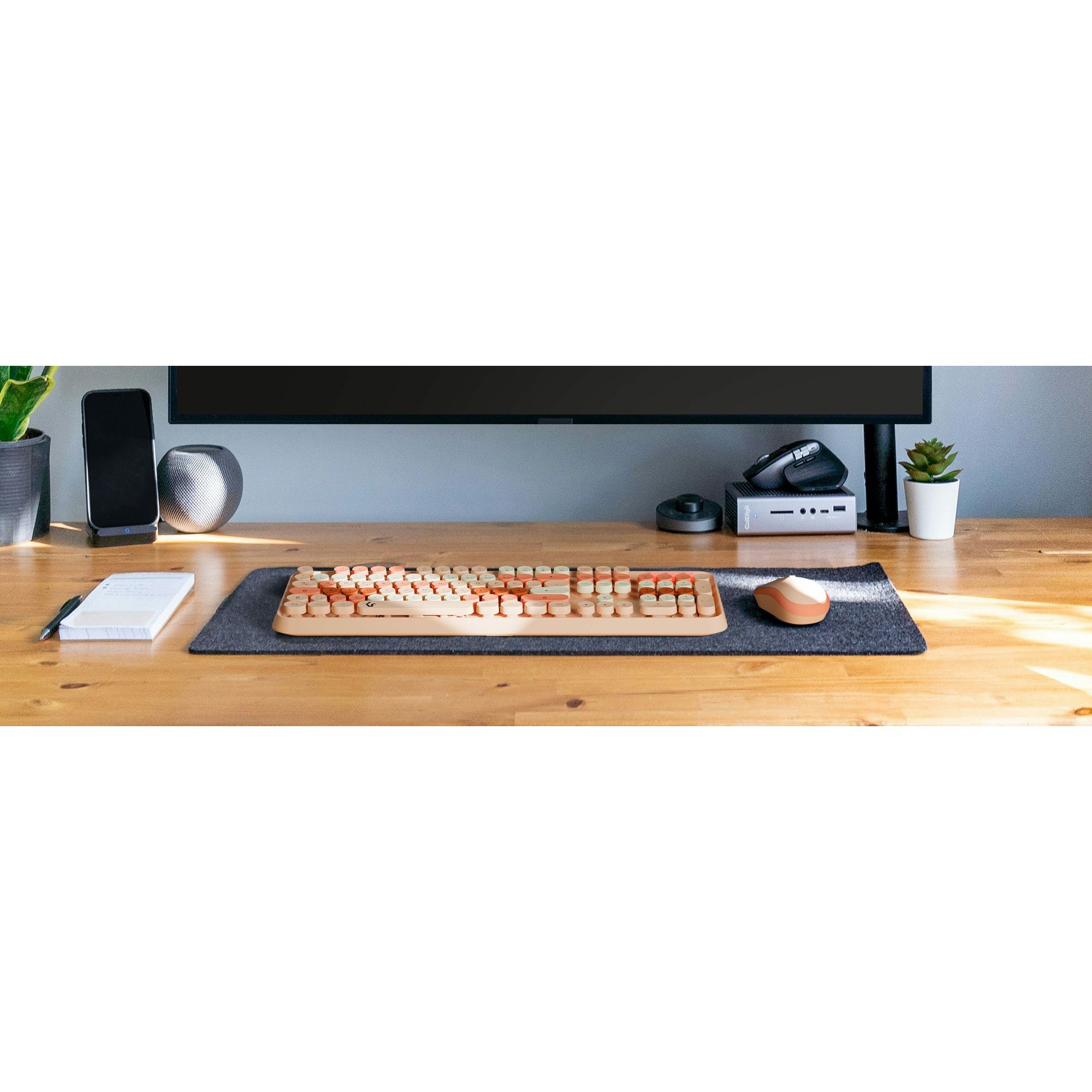 KeySonic KSKM-8200M-RF Tastatur Maus enthalten Büro RF Wireless QWERTZ Deutsch Beige, Braun, Pink