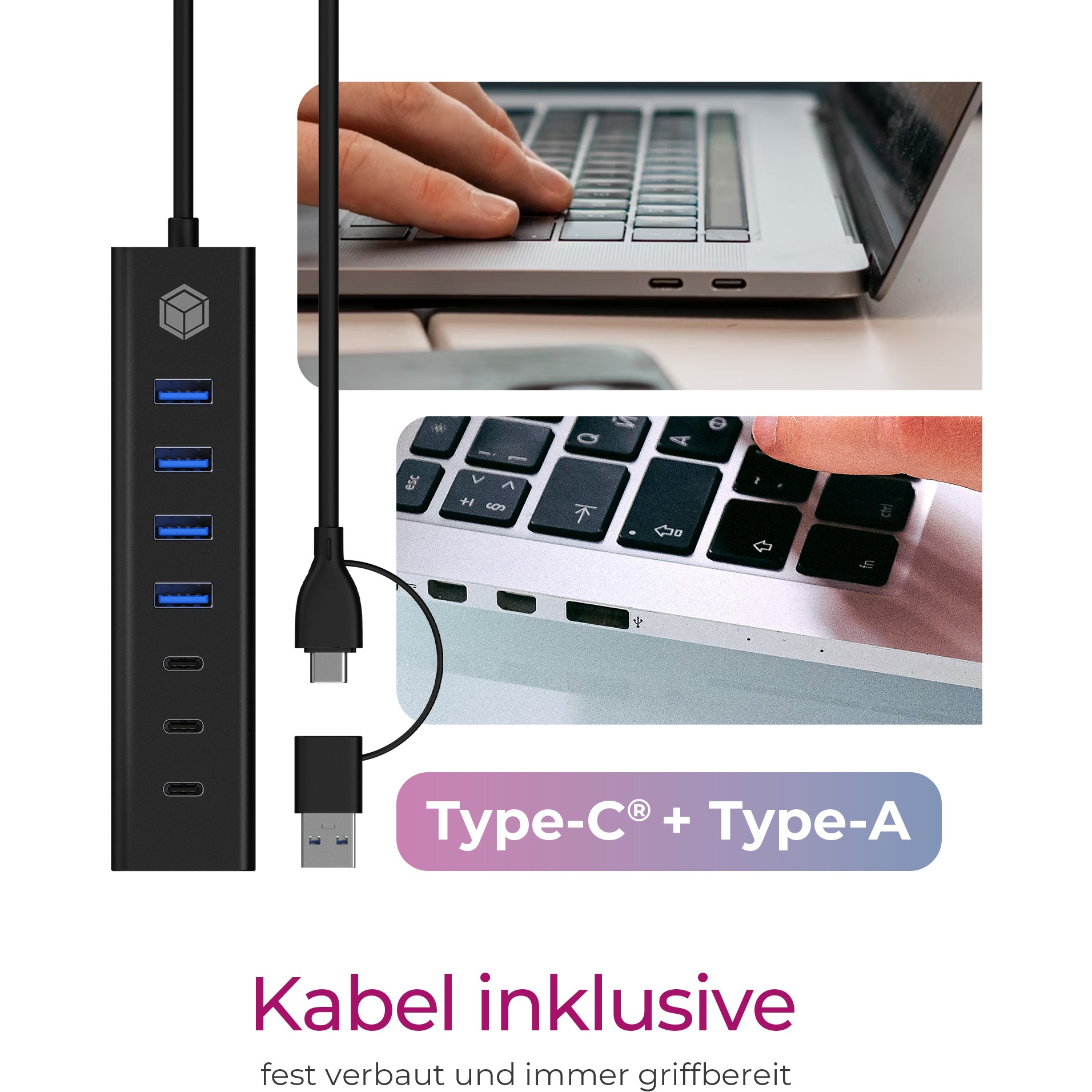 Hub IcyBox 7-Port IB-HUB1737-C3 USB 3.2 Type-C/Type-A