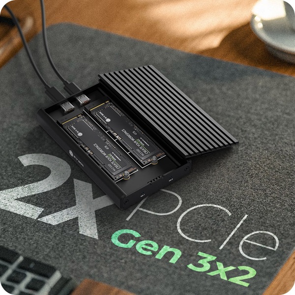 Geh. IcyBox USB 3.2 Gen2x2 Type-C 2-fach M.2 PCle NVMe