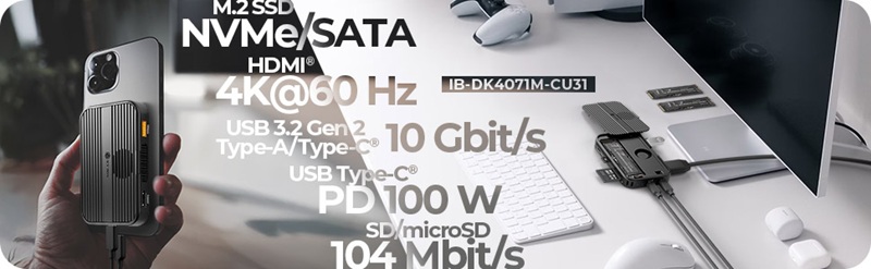 Dockingstation IcyBox 7 in 1 magn. M.2 SSD Schacht