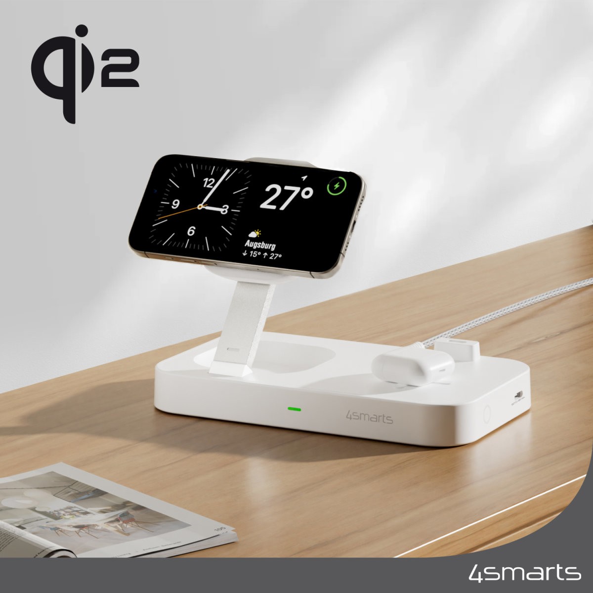 4smarts Qi2 Ladestation Trident white