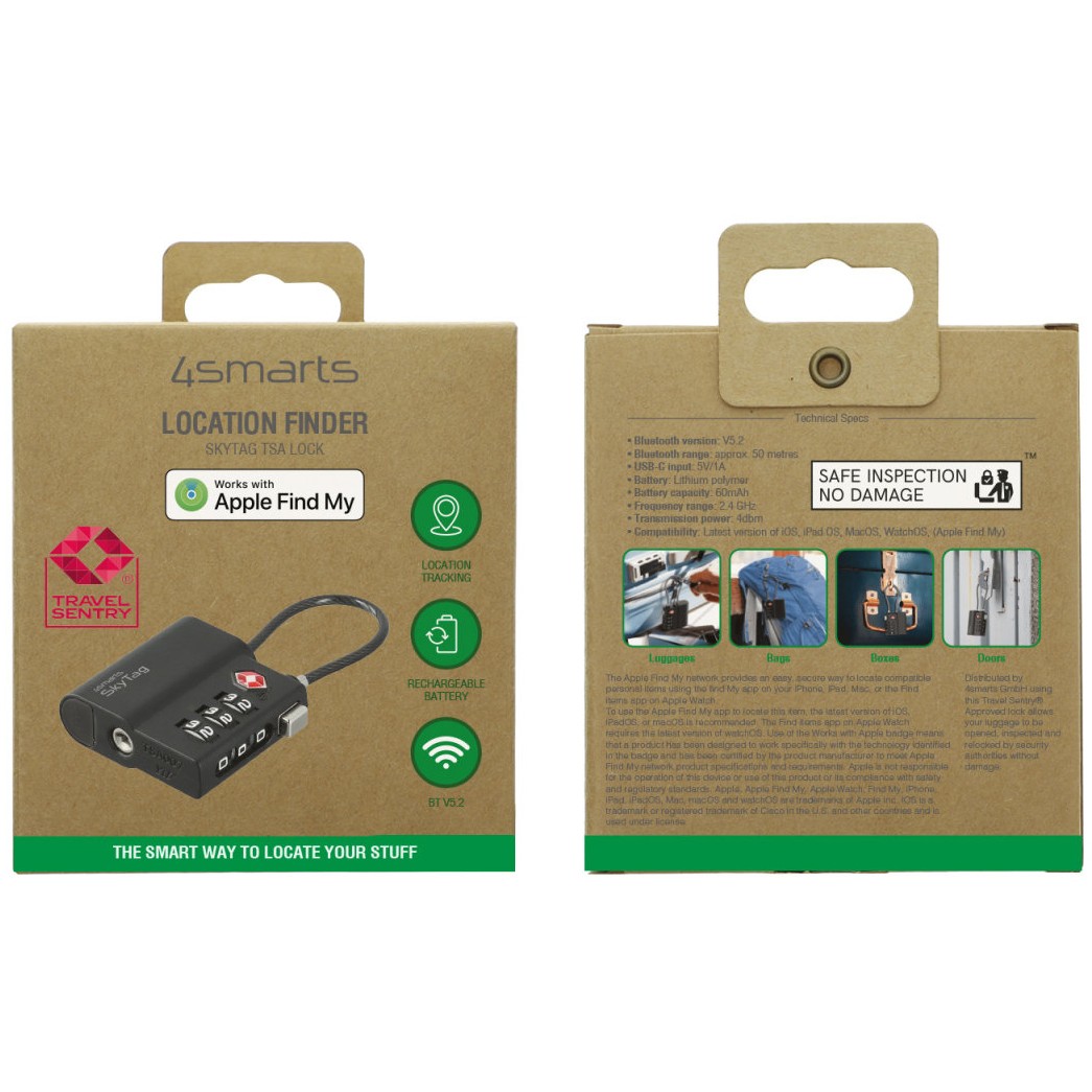 4smarts Standort-Finder SkyTag TSA Lock schwarz