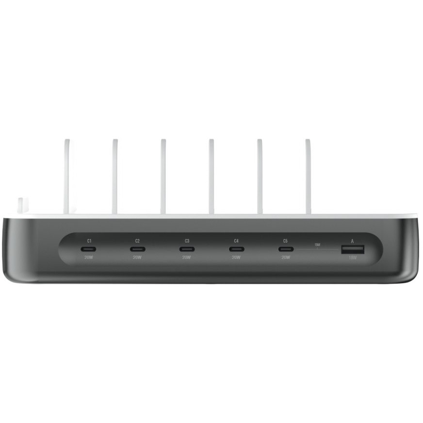 4smarts Ladestation Team 100W 5C/1A inkl. 6 Kabel. spacegrau