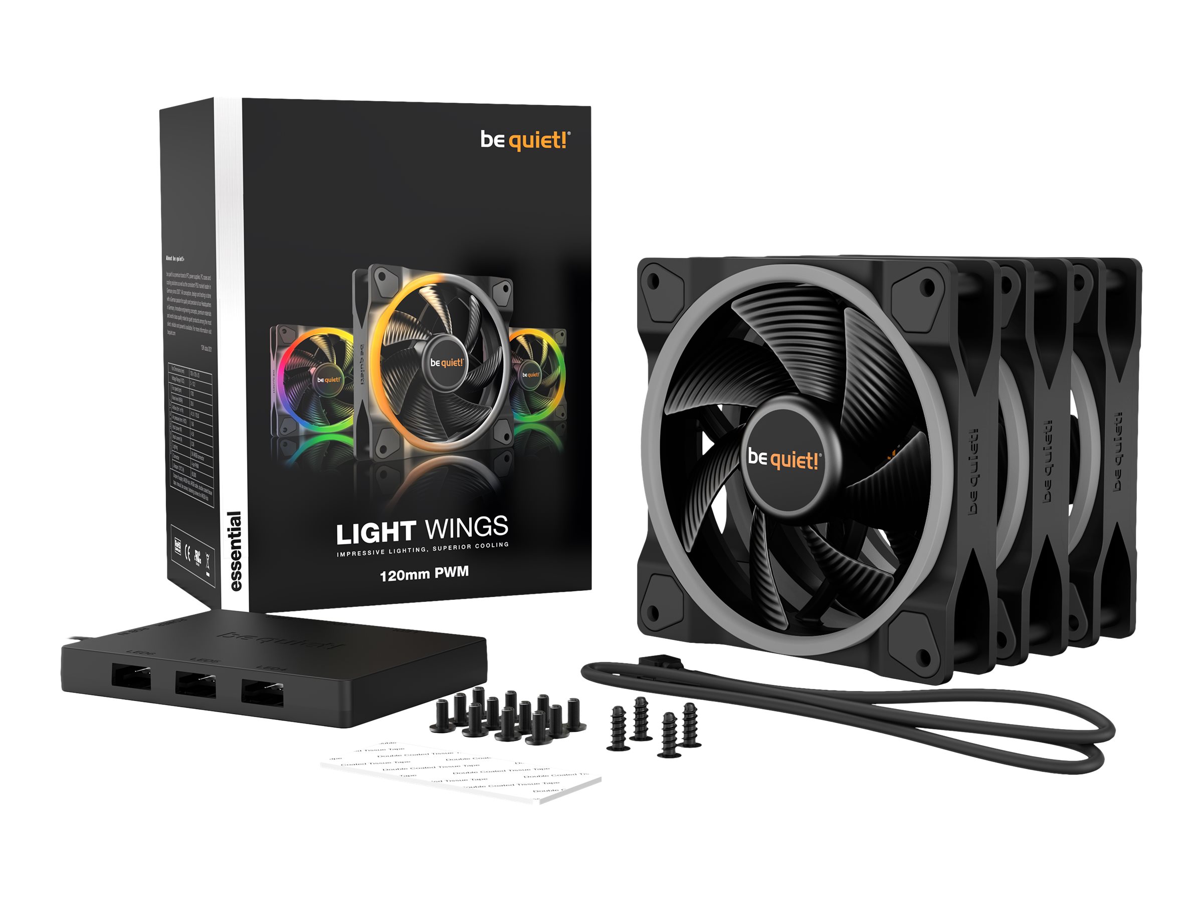 be quiet! Light Wings | 120mm PWM Triple Pack Computergehäuse Ventilator 12 cm Schwarz 3 Stück(e)
