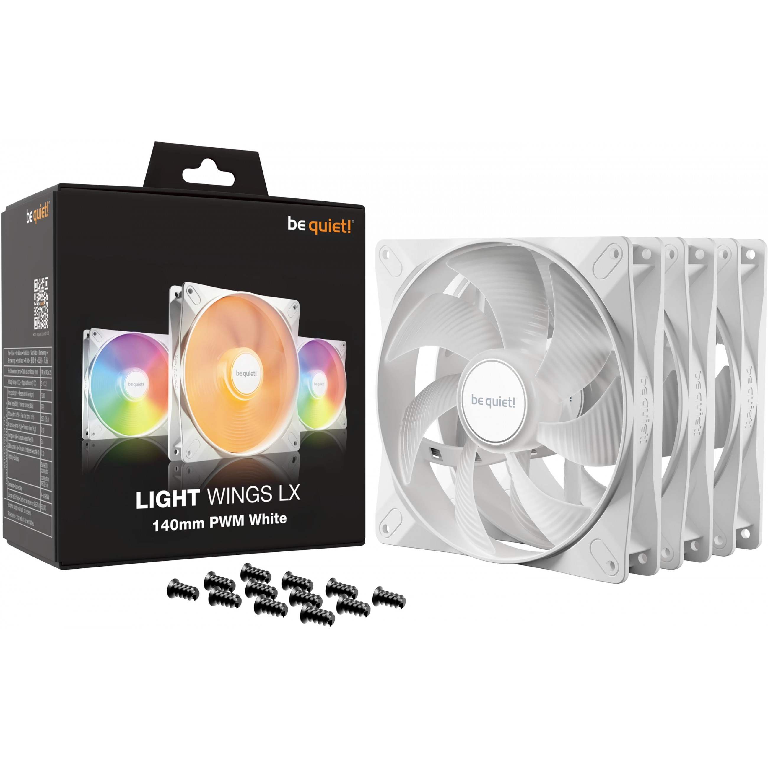 be quiet! Lüfter 140mm Light Wings LX PWM Triple White