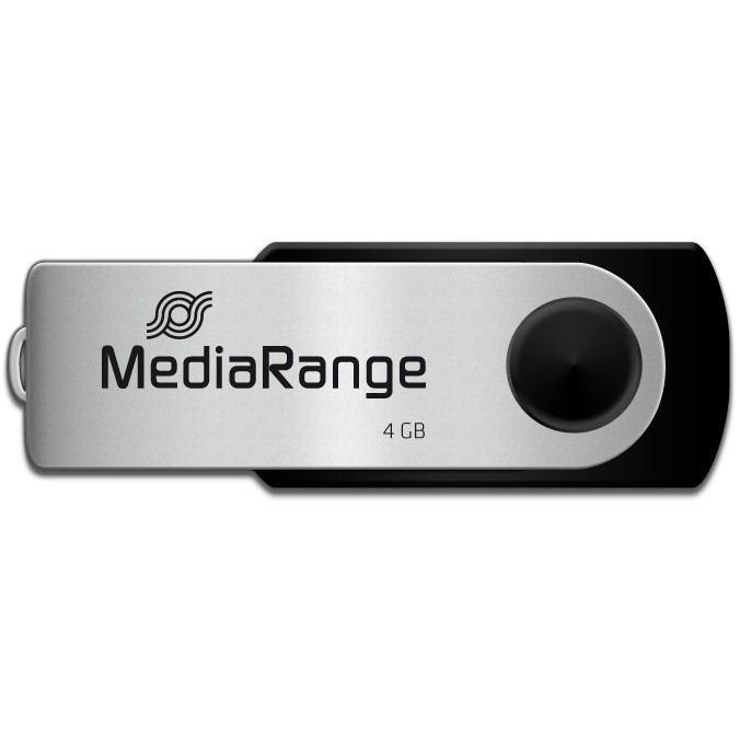 MediaRange USB-Stick  4GB Flash Drive silber swivel swing
