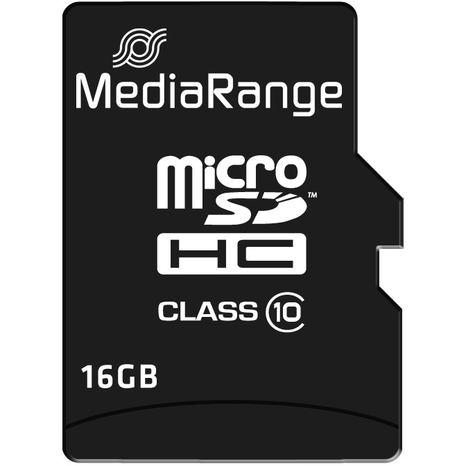 MediaRange SD MicroSD Card 16GB SD CL.10 inkl. Adapter