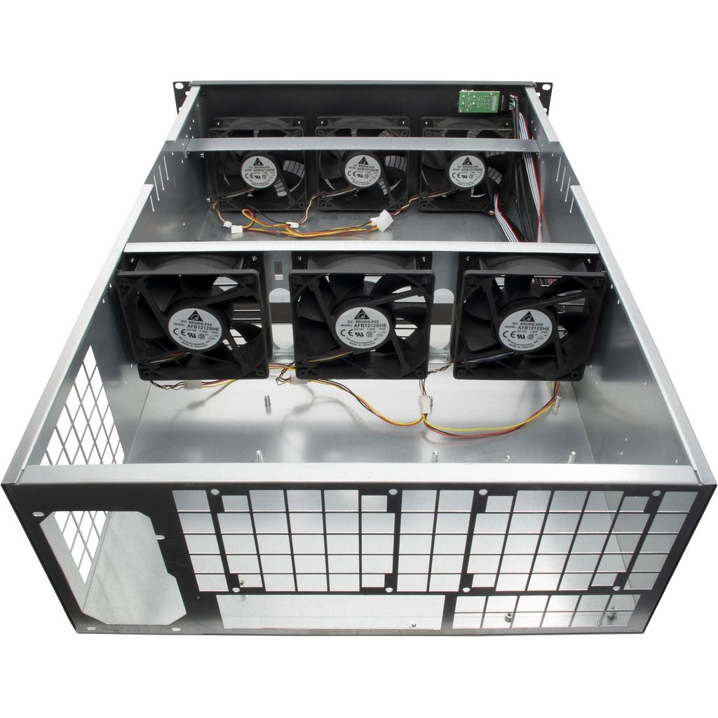 Inter-Tech Mining-Rack 4W2 4HE 6 x 120 mm Lüfter