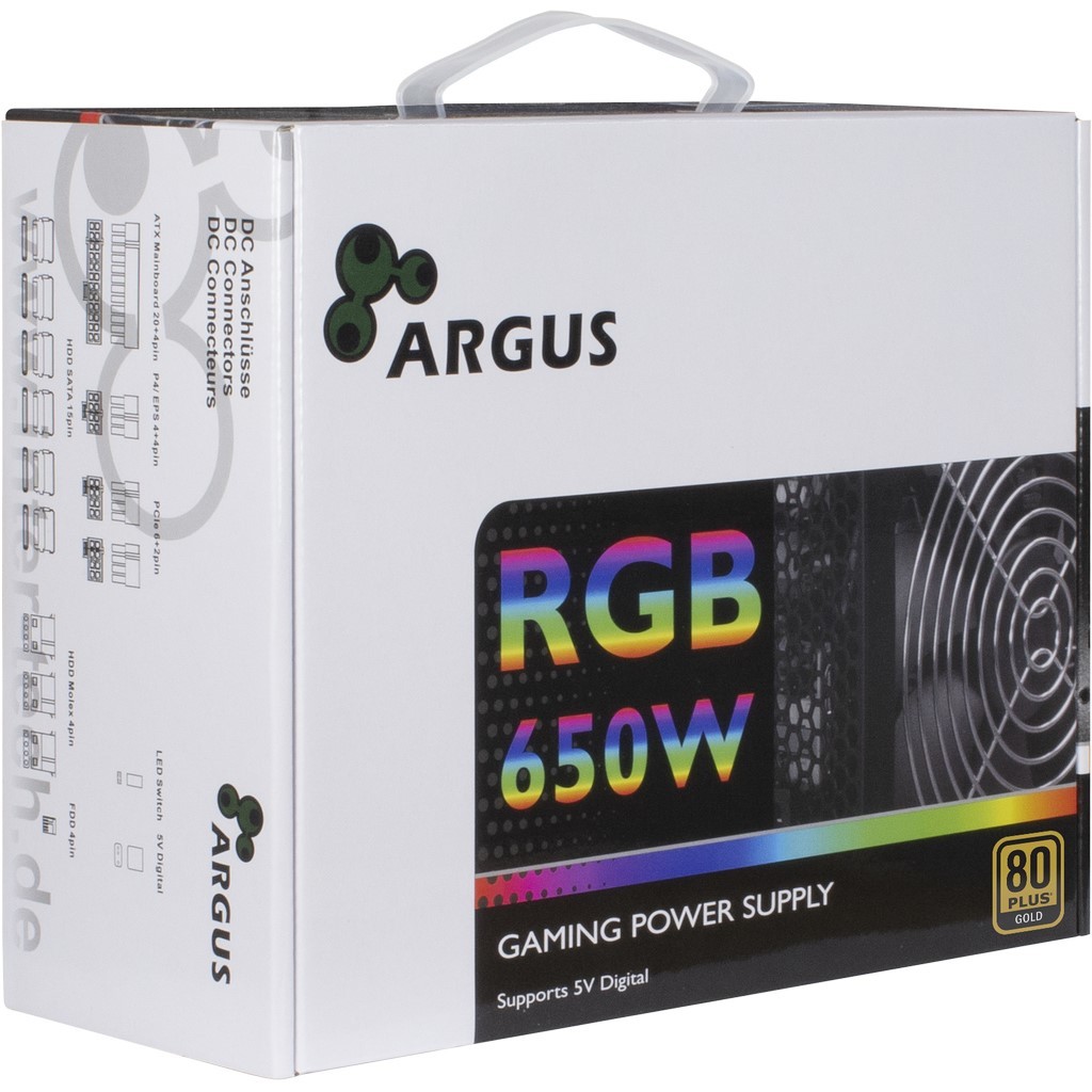 Inter-Tech Netzteil 650W Argus RGB-650CM II 140mm Lüfter retail