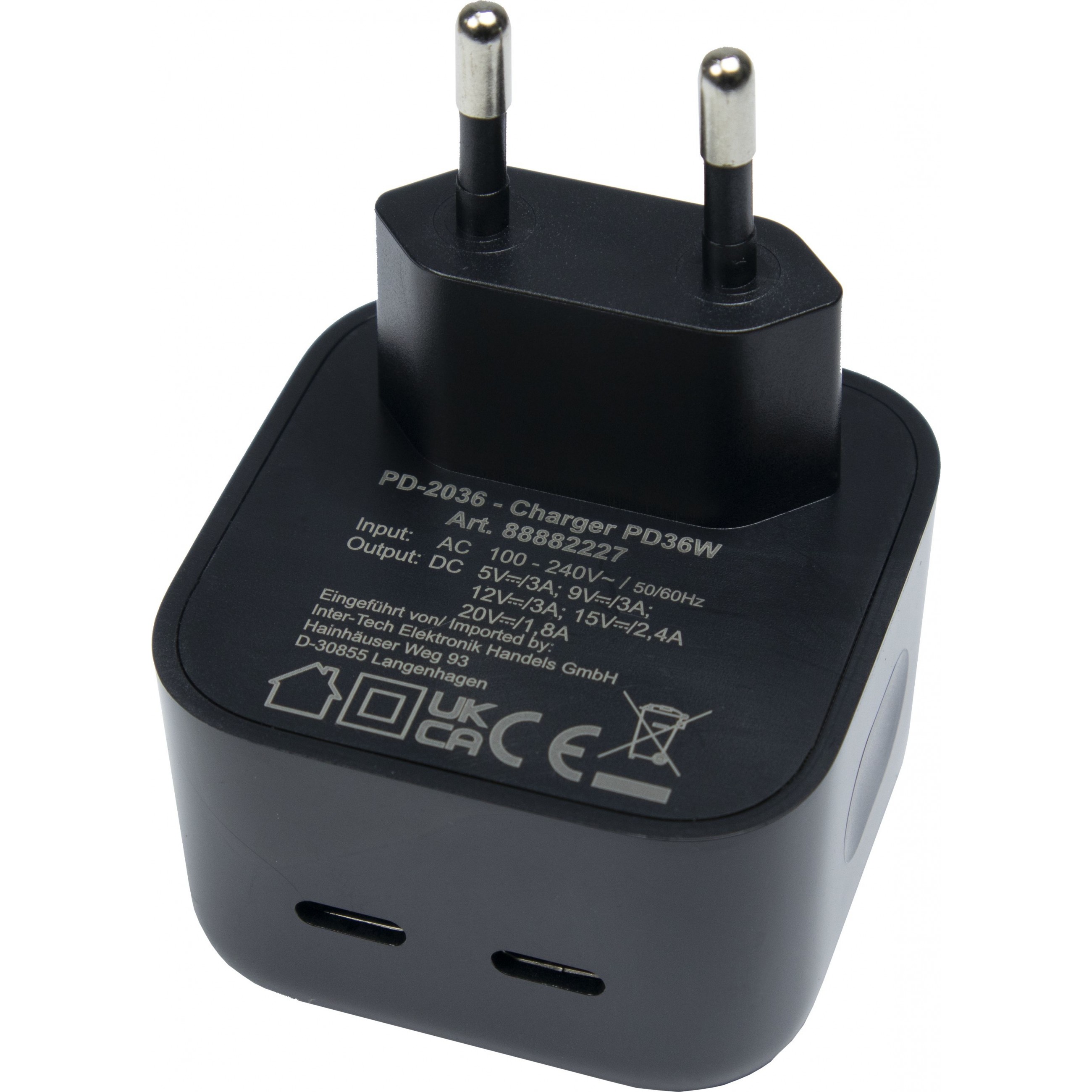 Inter-Tech PD-Charger USB C,PSU PD-2036, PD 36W, schwarz