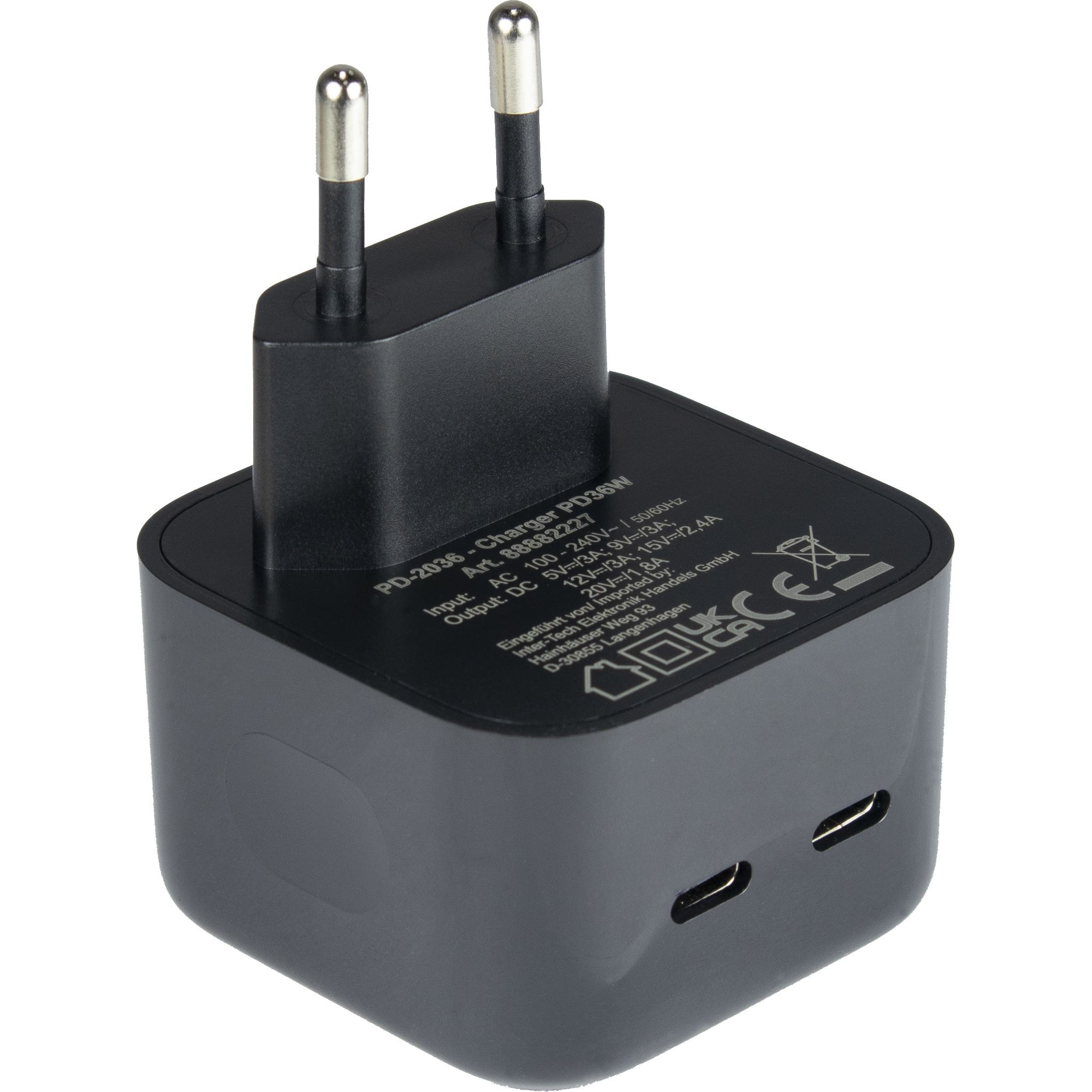 Inter-Tech PD-Charger USB C,PSU PD-2036, PD 36W, schwarz