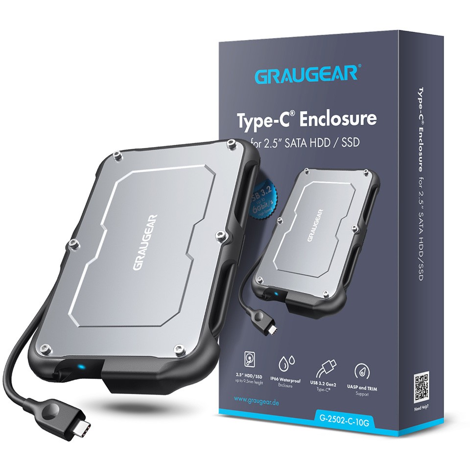 GRAUGEAR externes Festpl.Gehäuse 2,5HDD/SSD USB 3.2 Spritzs