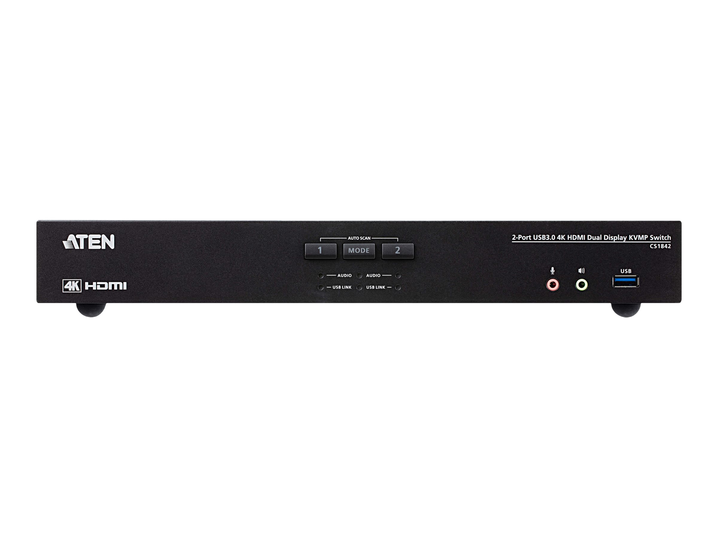 ATEN CS1842 2-Port True 4K HDMI Dual-View KVM Switch mit Audio &, USB 3.0Hub