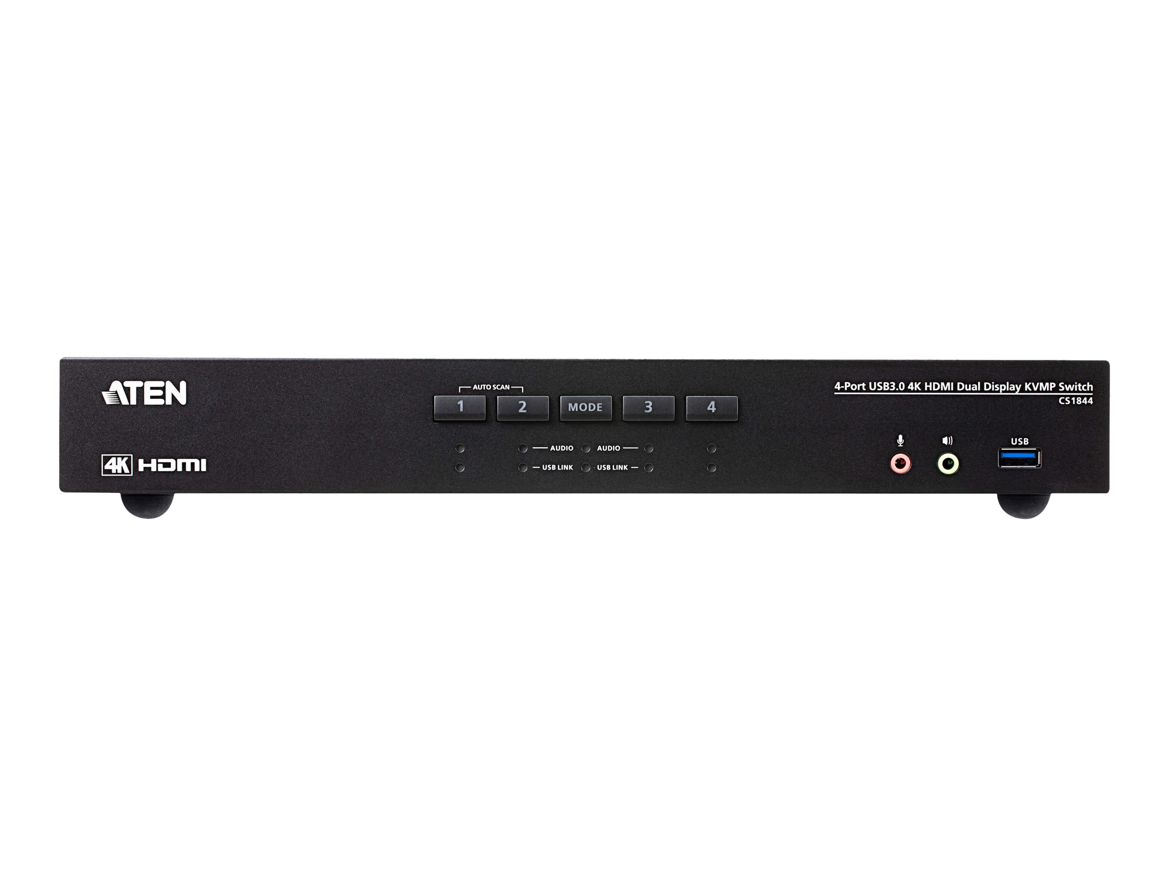 ATEN CS1844 4-Port True 4K HDMI Dual-View KVM Switch mit Audio &, USB 3.0Hub