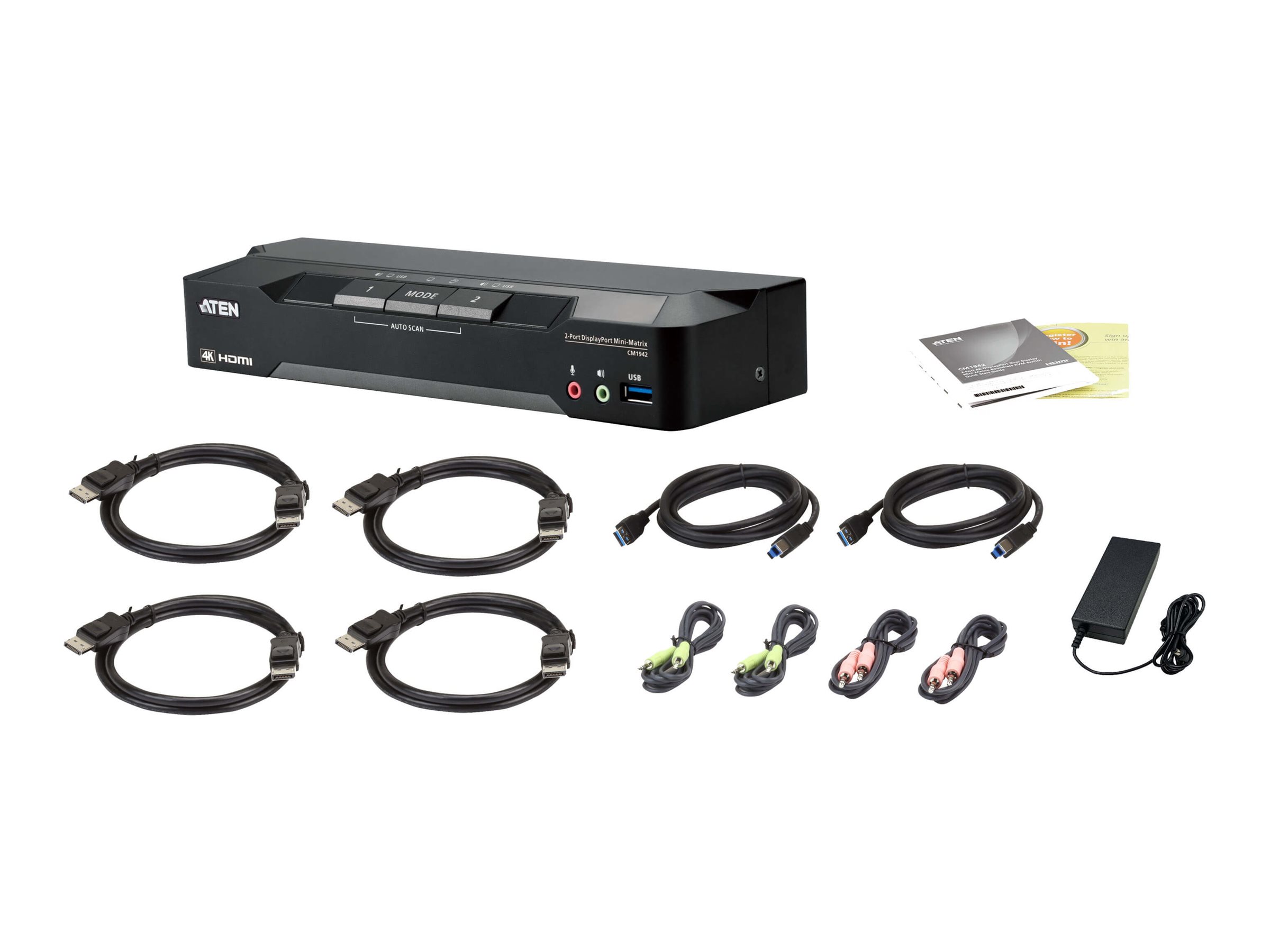 ATEN CM1942 2-Port 4K DP Dual Display Mini Matriv Boundless KVM