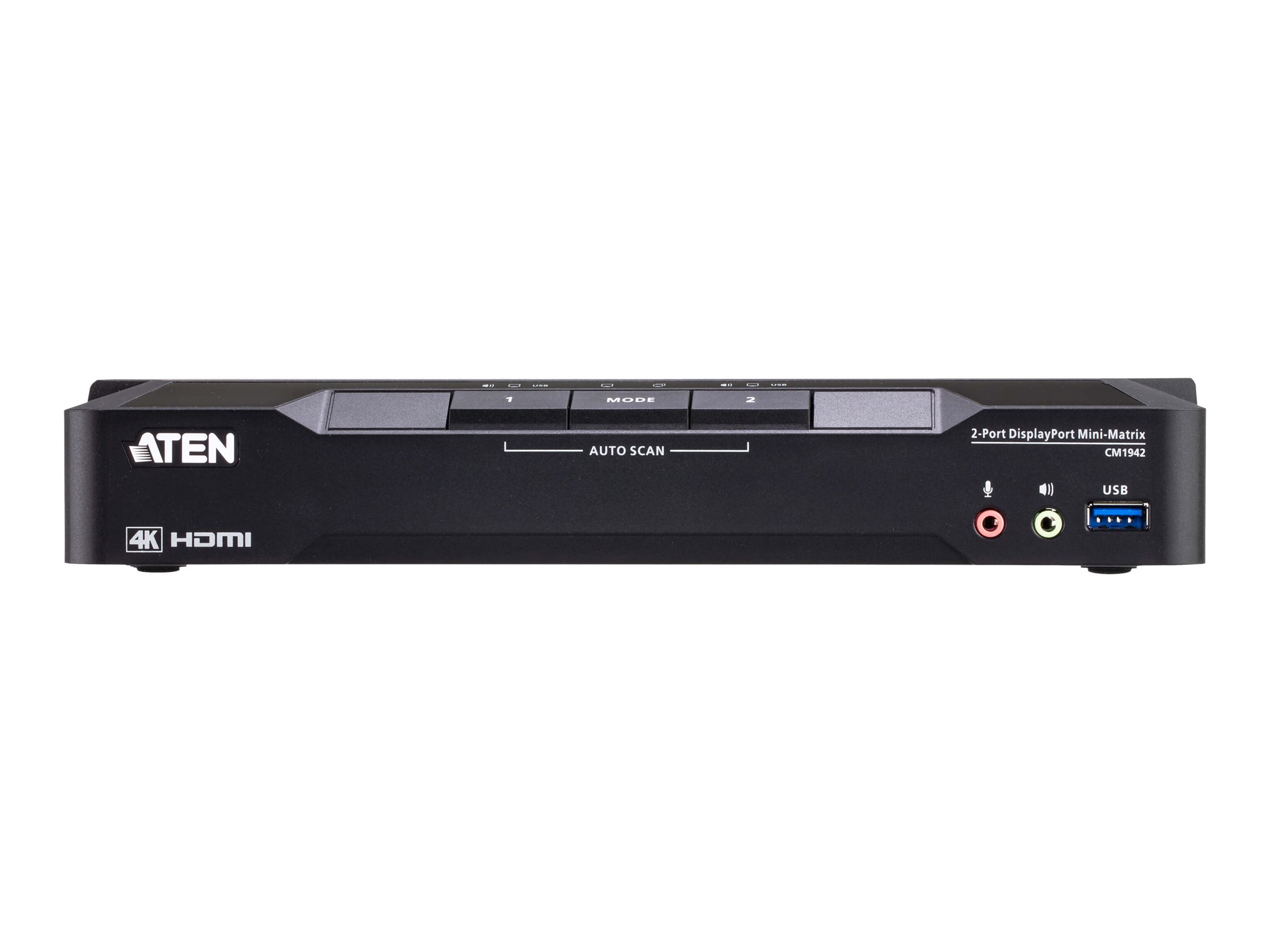 ATEN CM1942 2-Port 4K DP Dual Display Mini Matriv Boundless KVM