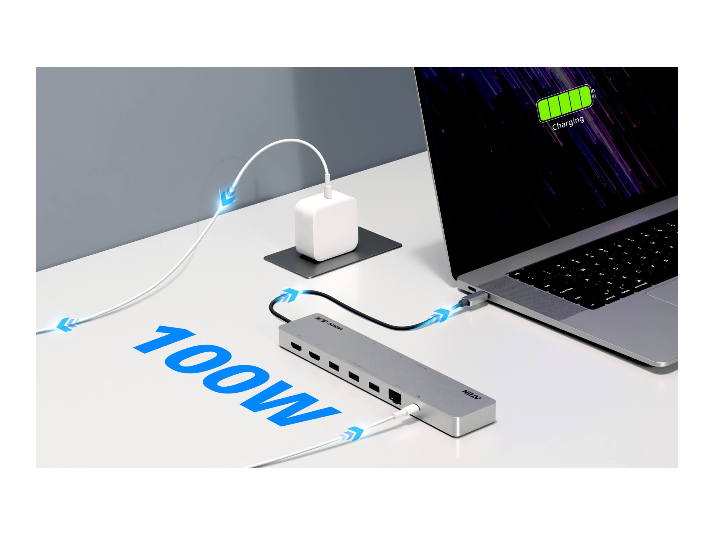 ATEN UH3240 USB-C Dock 4K Dual Display mit Power Passthrough