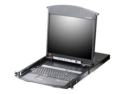 ATEN KL1516AiM KVM Over-IP Switch, 43cm TFT, VGA, PS/2-USB über Kat 5, 16 Ports, DE-Layout