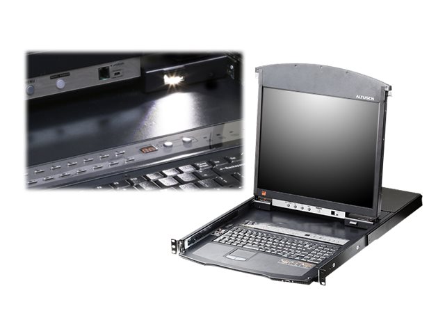 ATEN KL1516AiN KVM Over-IP Switch, 48cm TFT, VGA, PS/2-USB über Kat 5, 16 Ports, DE-Layout