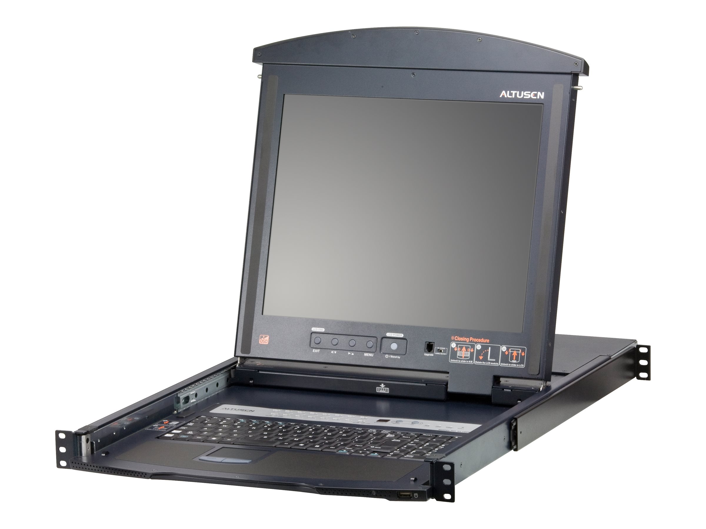 ATEN KL1516AN KVM-Switch, 48cm TFT, VGA, PS/2-USB über Kat 5, 16 Port, ES-Layout