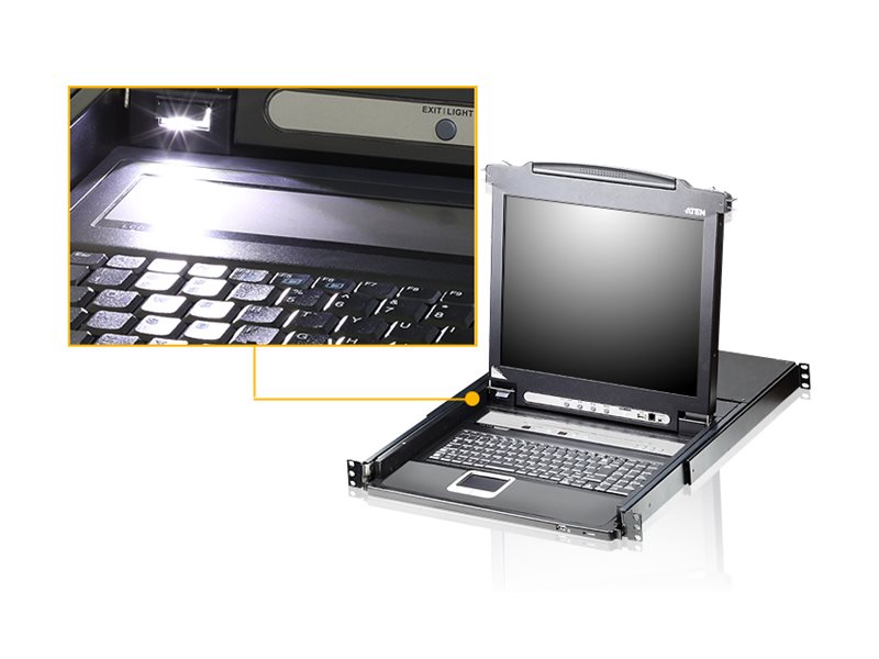ATEN CL5716M 43cm-LCD KVM Switch, USB-PS/2, VGA, 16 Ports, CH-Layout