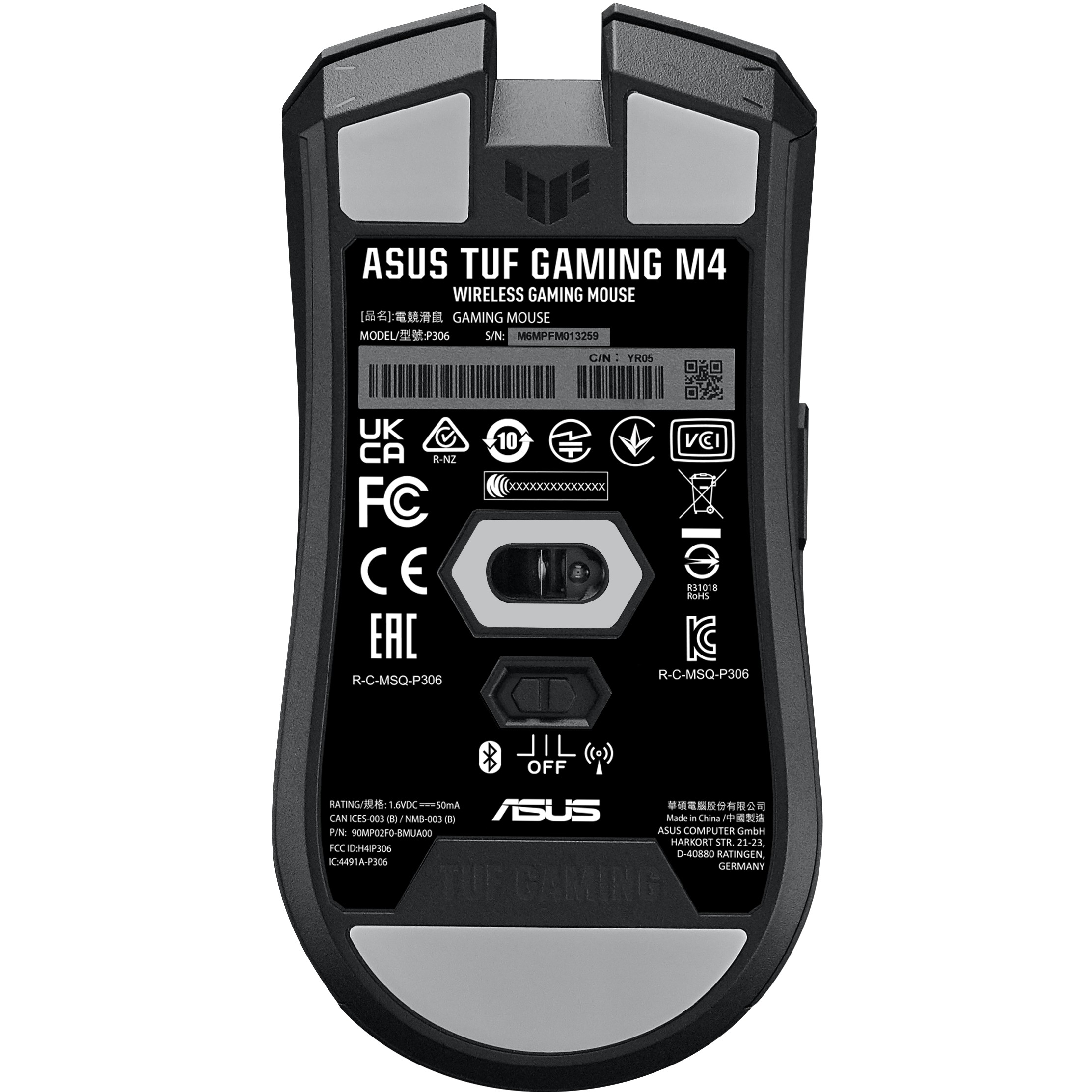 ASUS TUF Gaming M4 Wireless Maus rechts RF Wireless + Bluetooth Optisch 12000 DPI