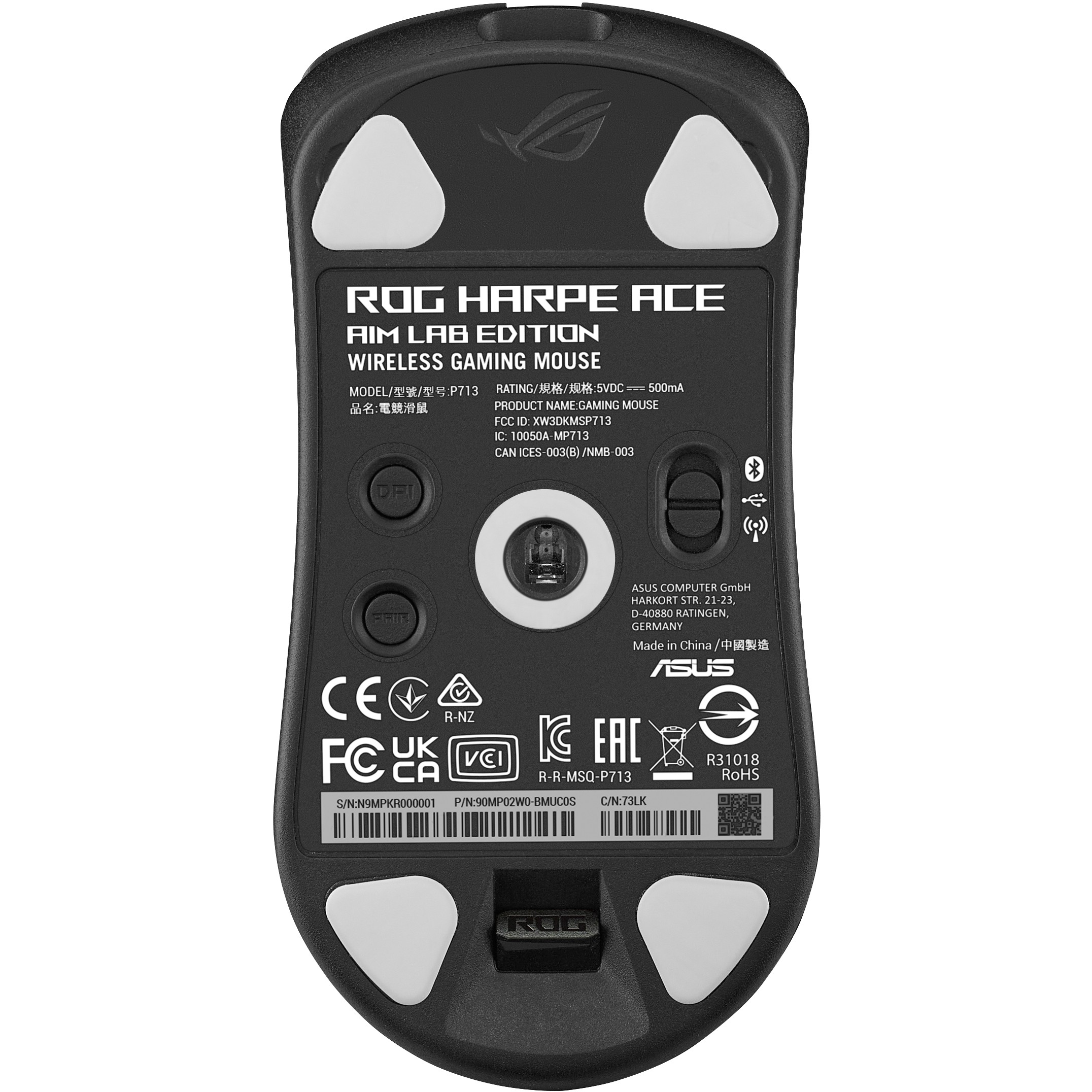 ASUS ROG Harpe Ace Aim Lab Edition Maus Gaming Beidhändig RF Wireless + Bluetooth + USB Type-A Optisch 36000 DPI