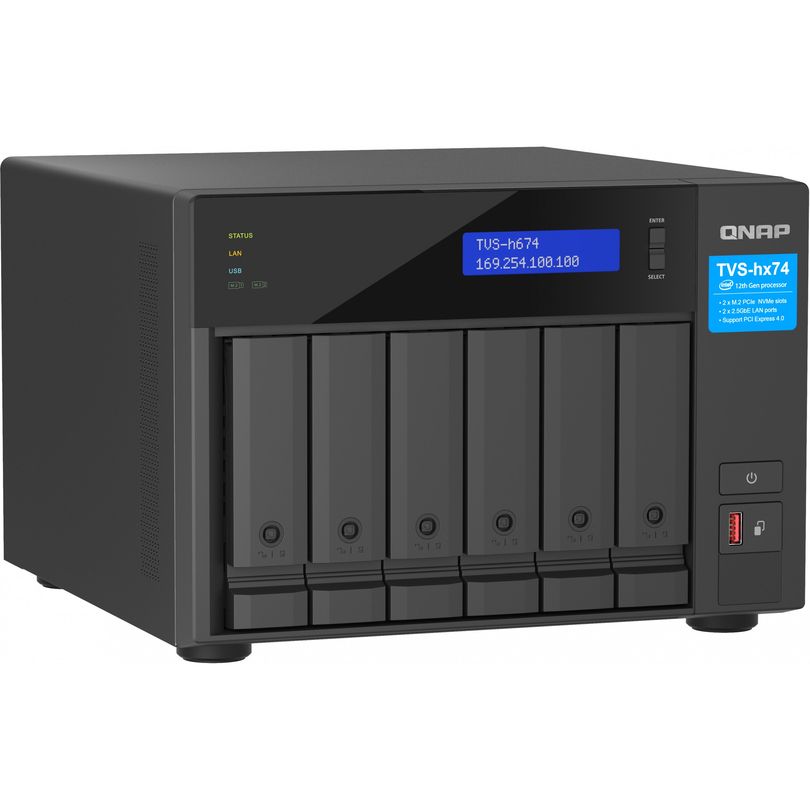 QNAP TVS-H674T-I5-32G NAS & Speicherserver Tower Intel® Core™ i5 i5-12400 32 GB DDR4 HDD QNAP QTS Schwarz