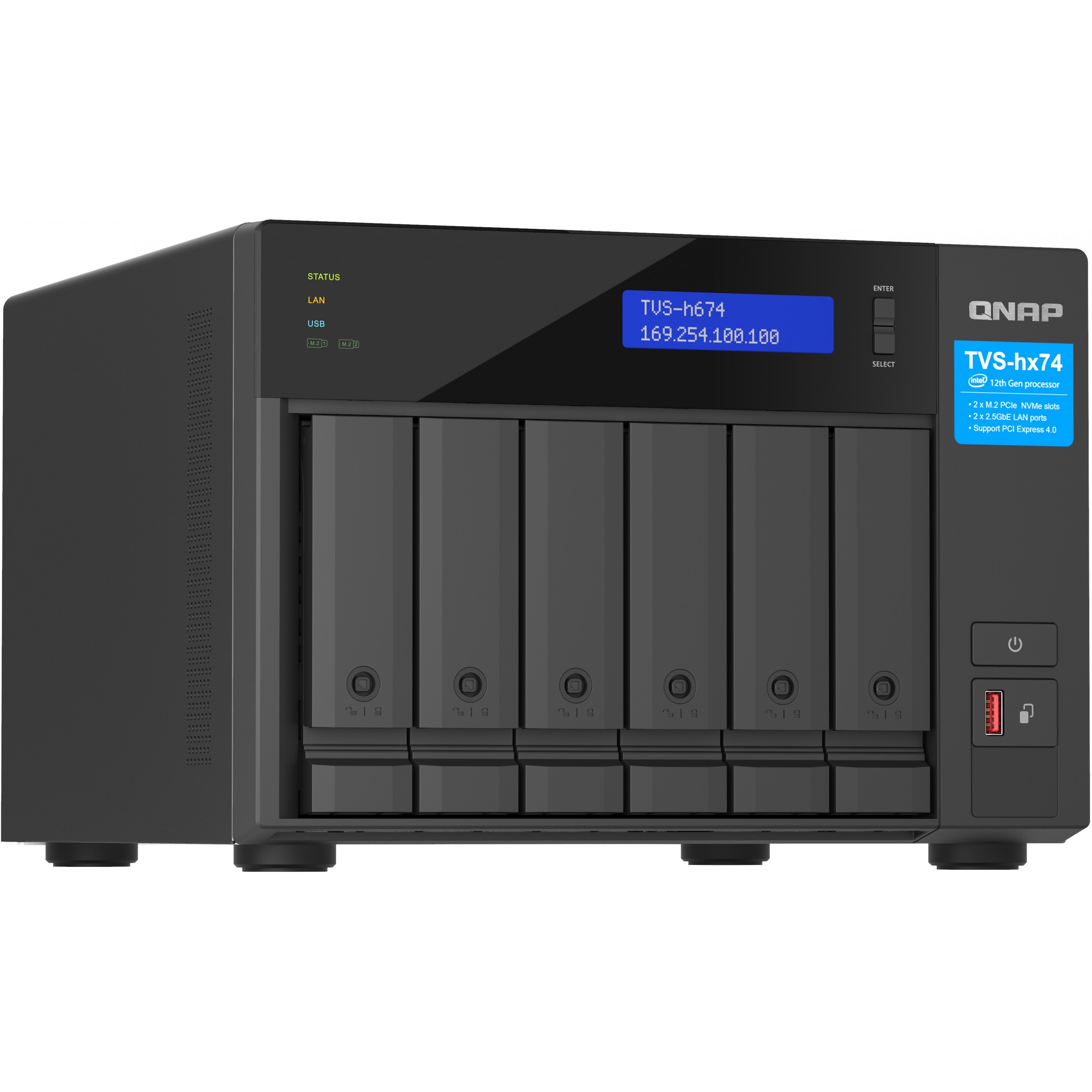 QNAP TVS-H674T-I5-32G NAS & Speicherserver Tower Intel® Core™ i5 i5-12400 32 GB DDR4 HDD QNAP QTS Schwarz