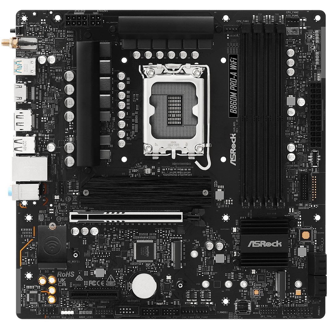 ASRock B860M Pro-A WiFi         1851 mATX HDMI/DP       DDR5