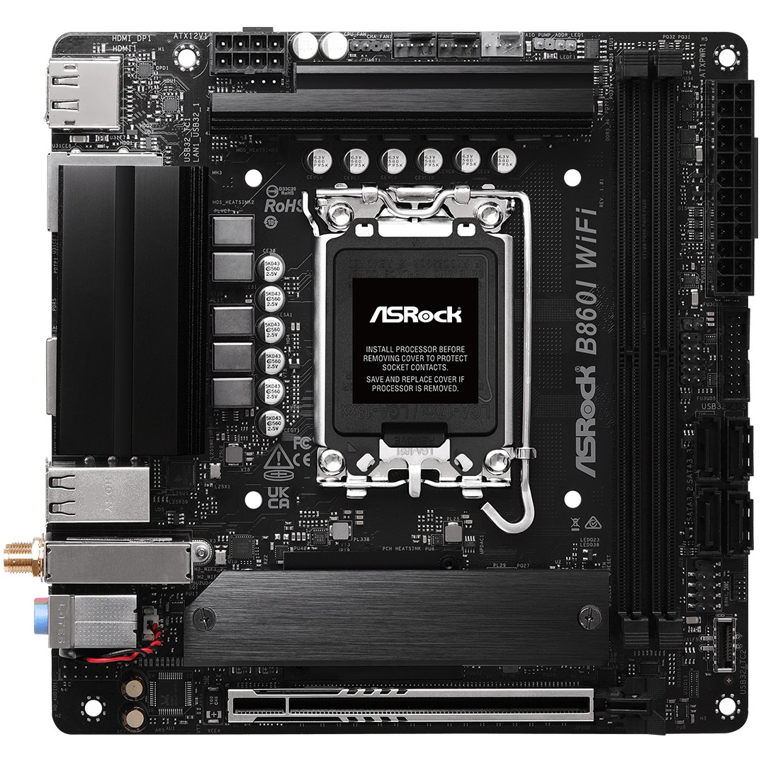 ASRock B860I WiFi               1851 mITX HDMI/DP       DDR5