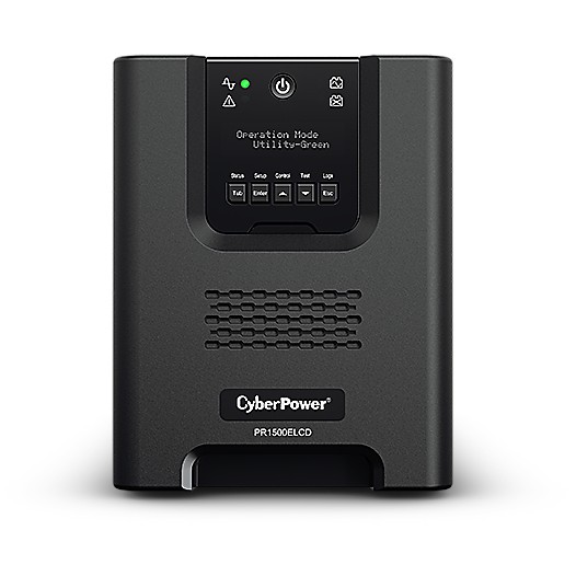 CyberPower PR1500ELCD Line-Interactive USV 1500VA/1350W Tower, Reine Sinsuwelle, AVR, LCD, Ausgang (8) IEC, RJ45 Lan Protection, RS232, USB (HID), EPO, Expansion Port für opt. Netzwerkkomunikation