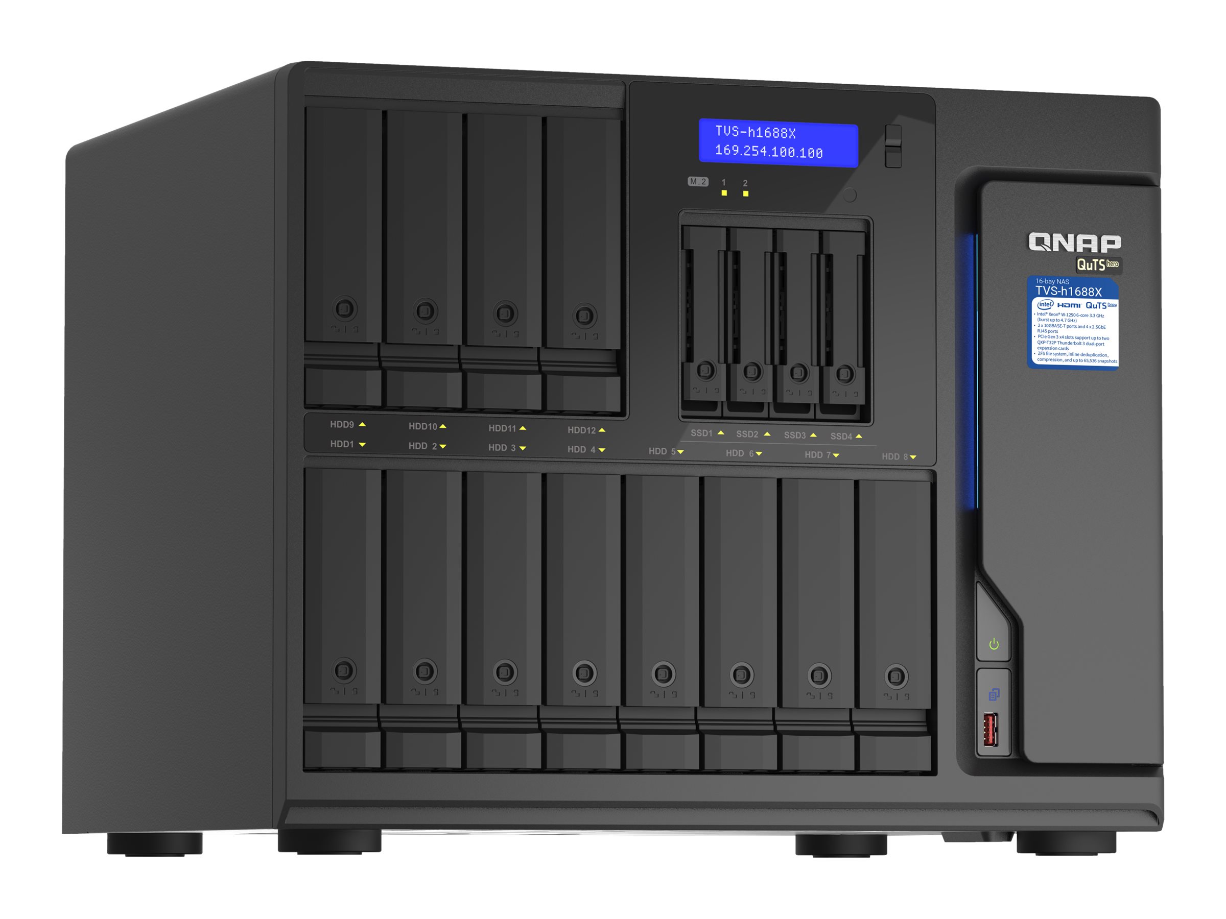 QNAP TVS-h1688X NAS Tower Intel® Xeon® W-1250 32 GB DDR4 QuTS hero Schwarz