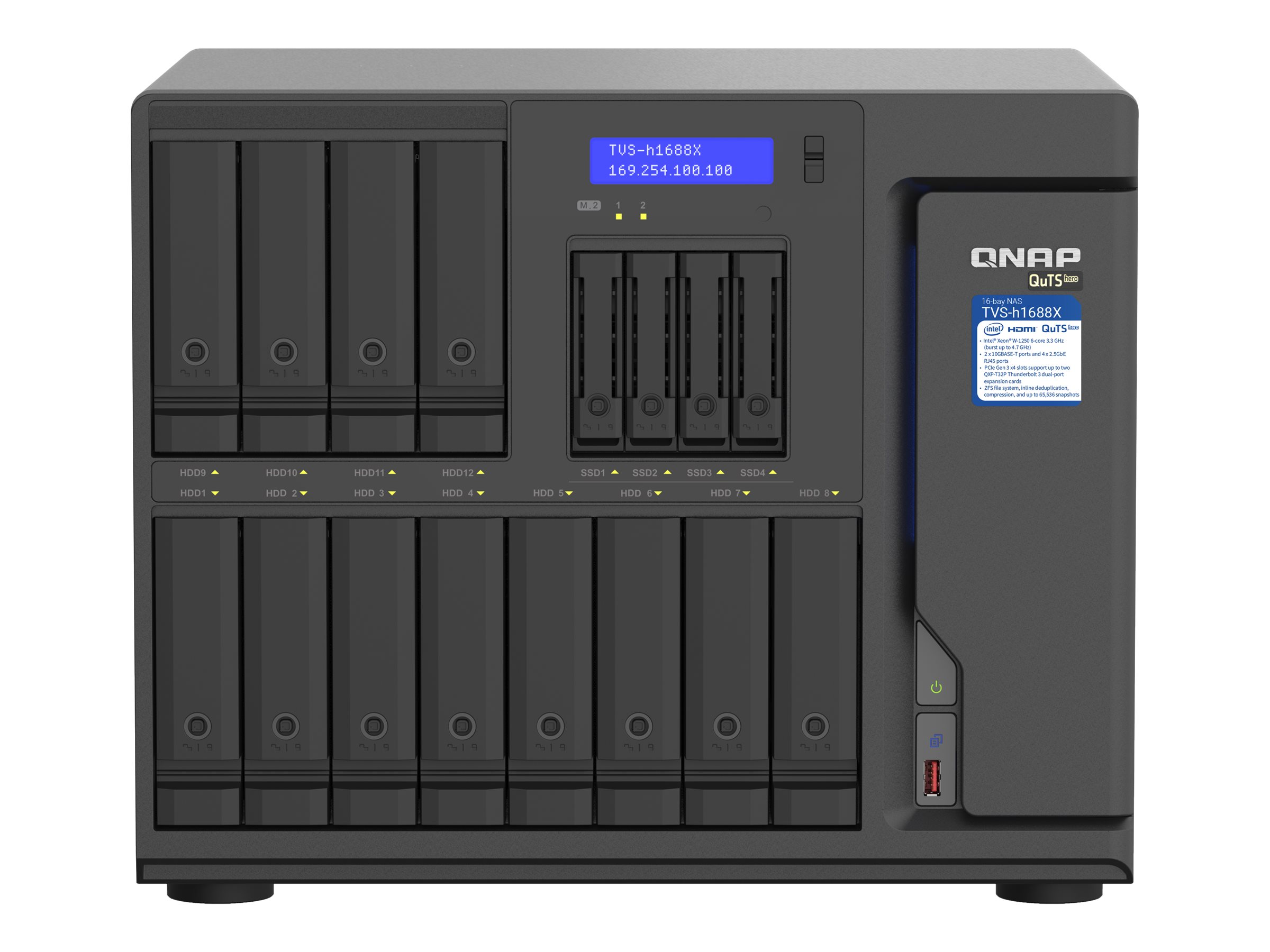 QNAP TVS-h1688X NAS Tower Intel® Xeon® W-1250 32 GB DDR4 QuTS hero Schwarz