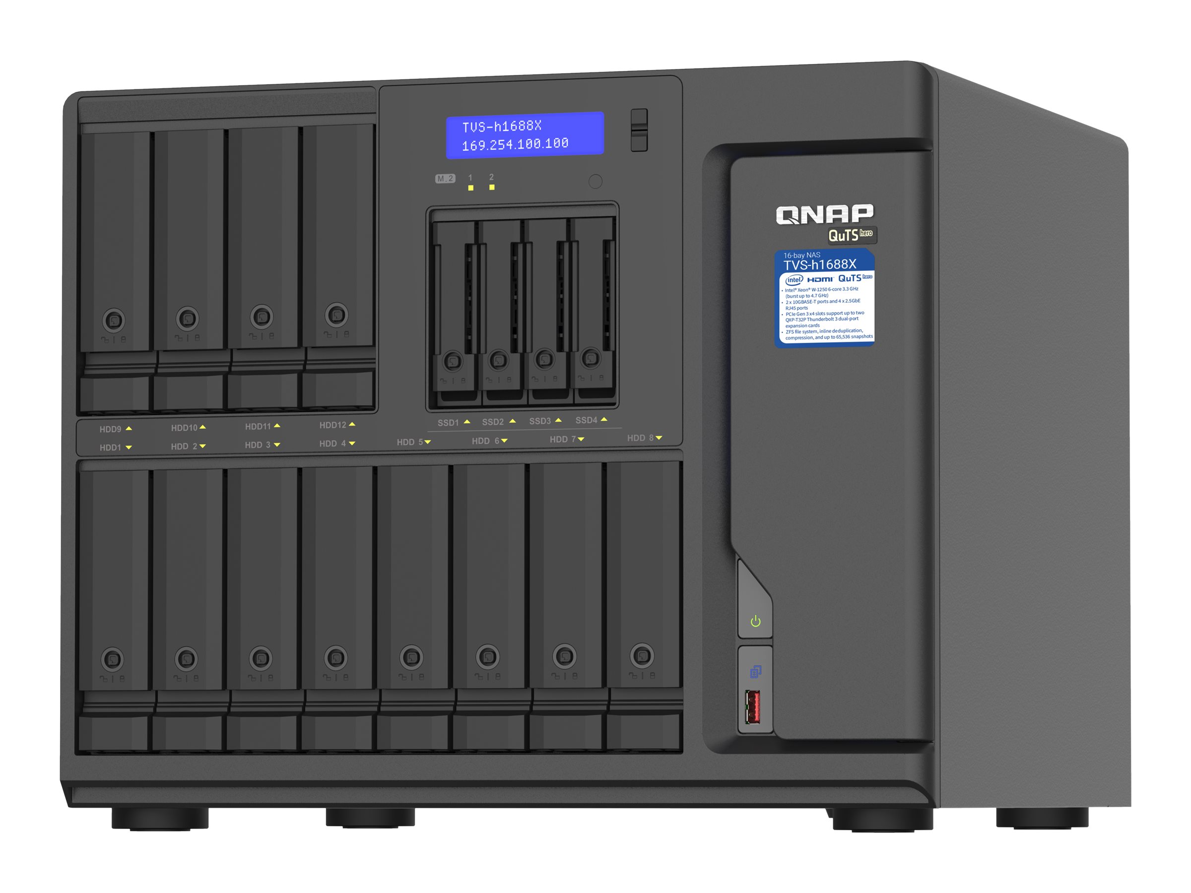 QNAP TVS-h1688X NAS Tower Intel® Xeon® W-1250 32 GB DDR4 QuTS hero Schwarz