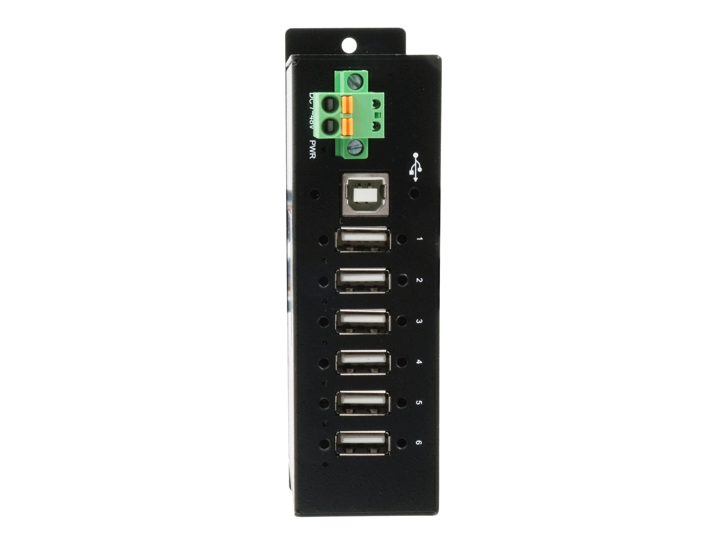 EXSYS EX-1596HMVS 6 Port USB 2.0 Metall HUB mit 15KV ESD Überspannungs-Schutz (Din-Rail)