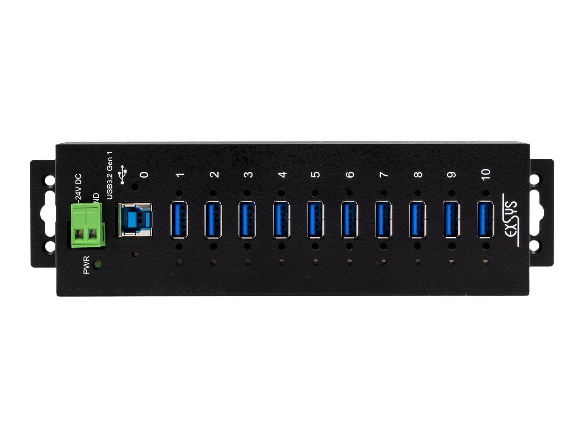 EXSYS EX-1510HMVS 10 Port USB 3.2 Gen1 Managed Metall HUB mit 15KV ESD Überspannungs-Schutz Din-Rail
