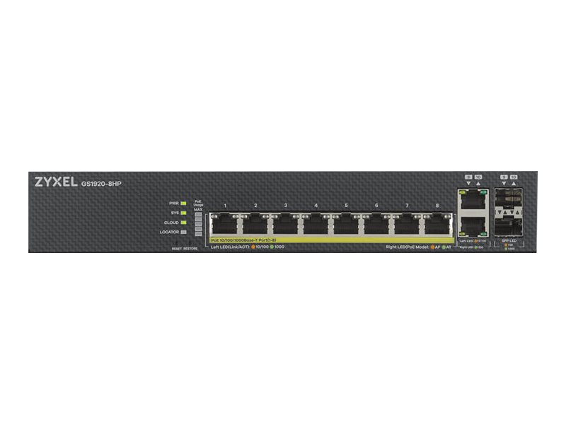 Zyxel Switch  8x GE GS1920-8HPV2 PoE+                Managed