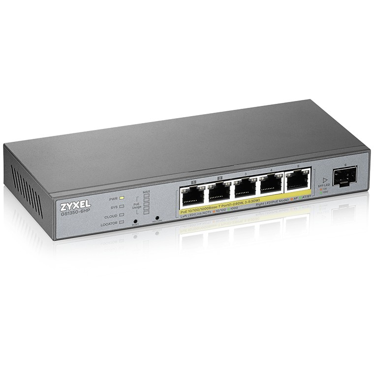 Zyxel GS1350-6HP-EU0101F Netzwerk-Switch Managed L2 Gigabit Ethernet (10/100/1000) Power over Ethernet (PoE) Grau