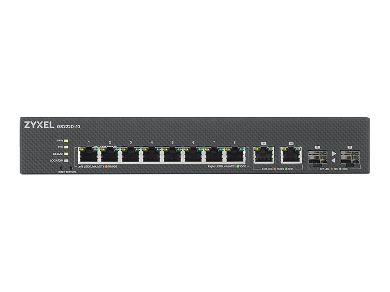 Zyxel Switch 10x GE GS2220-10 8 Port + 2x SFP/Rj45