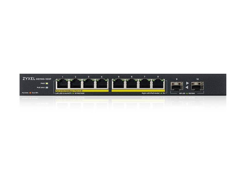 Zyxel GS1100-10HP v2 Unmanaged Gigabit Ethernet (10/100/1000) Power over Ethernet (PoE) Schwarz